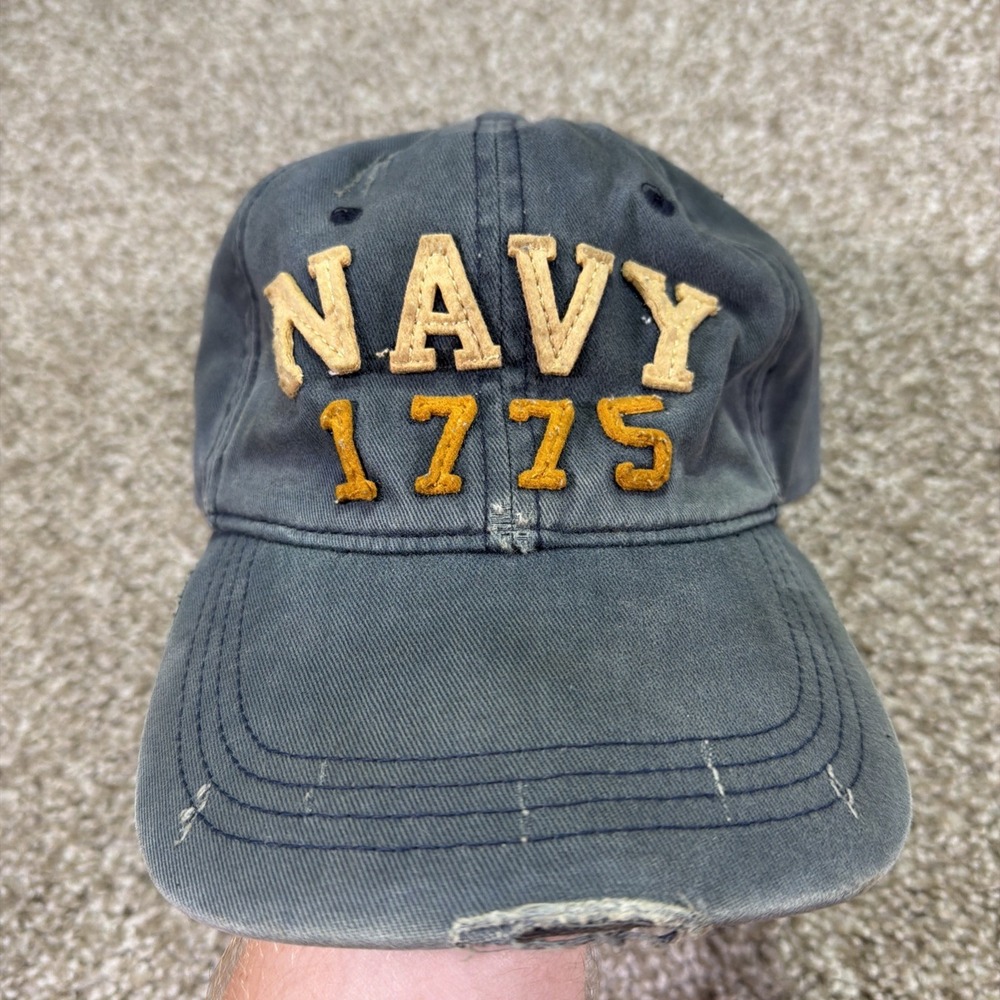 Vintage Distressed Navy 1775 Embroidered Baseball Cap Faded Y2K Style